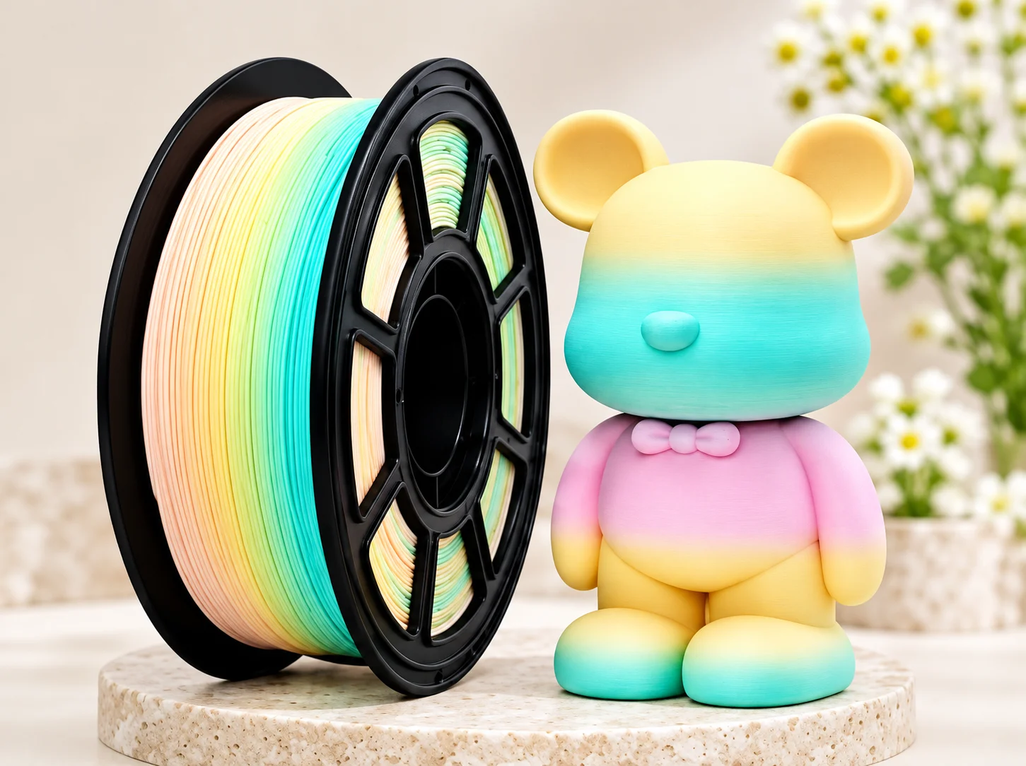 U3D PLA Matte Rainbow Filament เส้นพลาสติกสำหรับเครื่องพิมพ์ 3 มิติ : สี Rainbow ขนาด 1.75 mm (1kg)